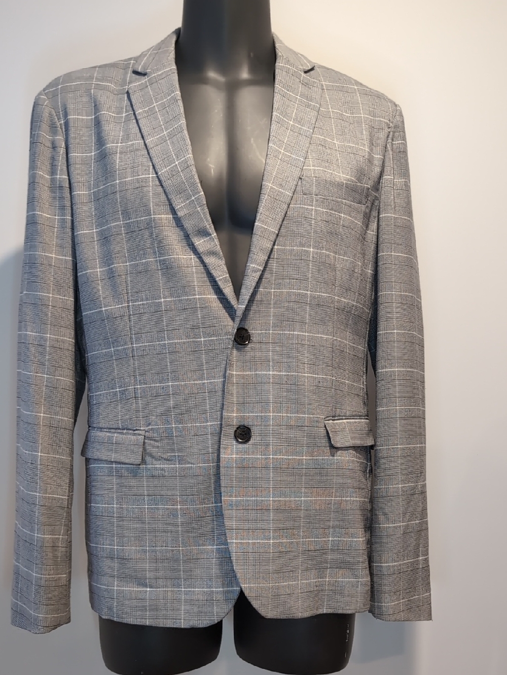 Selected Homme Gray Windowpane Blazer Size 54R